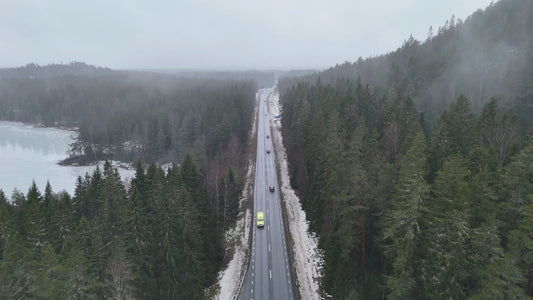 Winter Road by Frozen Lake, Sweden