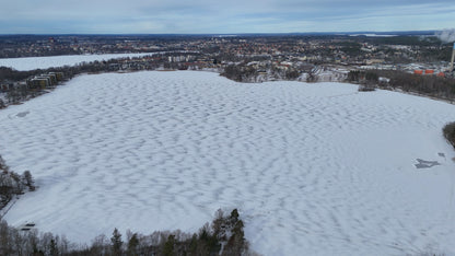 Frozen Lake Aerial, Växjö, Sweden