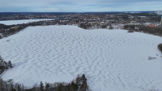 Frozen Lake Aerial, Växjö, Sweden