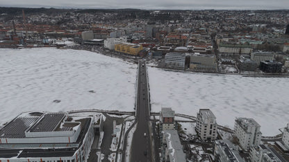 Jönköping Bridge Over Frozen Lake, Sweden