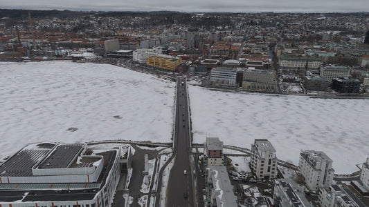 Jönköping Bridge Over Frozen Lake, Sweden