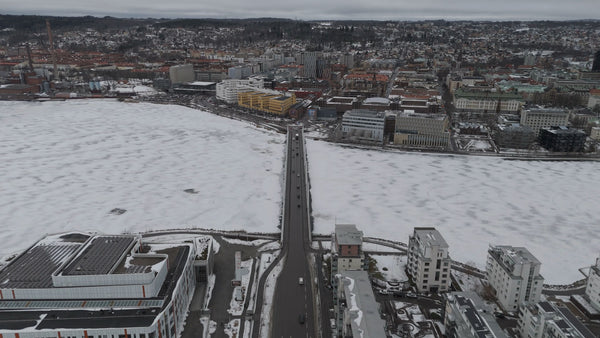 Jönköping Bridge Over Frozen Lake, Sweden