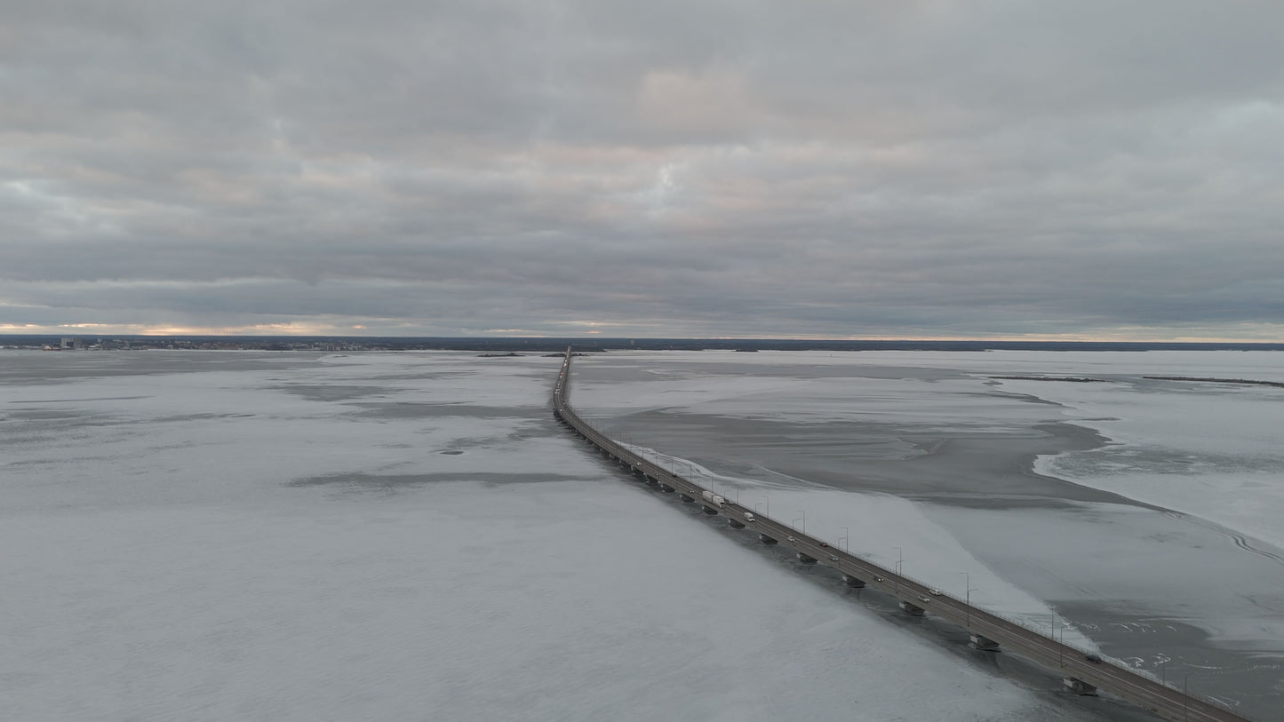 Öland Bridge in Winter, Sweden