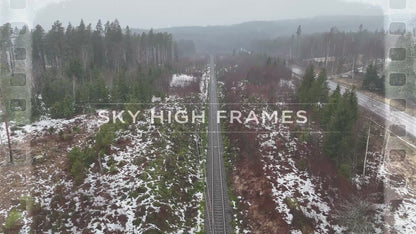 Foggy Railway Through Scandinavian Forest, Sweden