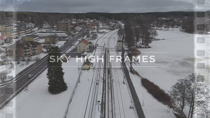Winter Railway Station Aerial, Hovmantorp, Sweden